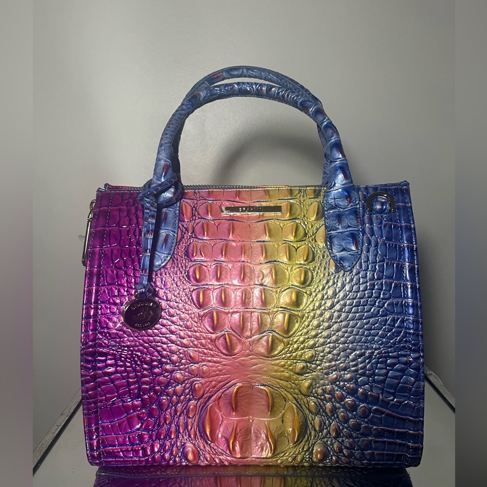 BRAHMIN | Colorful Crocodile Embossed Satchel - Picture 1 of 3